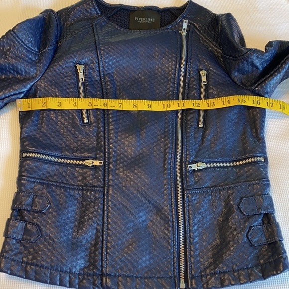 Piperlime Collection Woman’s Faux Leather Jacket Navy Color Size XS - Picture 12 of 13